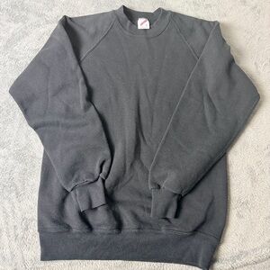 Vtg 80’s 90s Raglan Sweatshirt Mens Size L Black USA Jerzees Blank USA